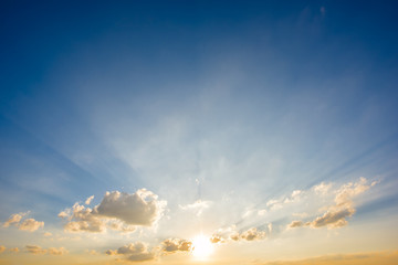 sun on sunset sky