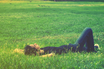 man napping in the park