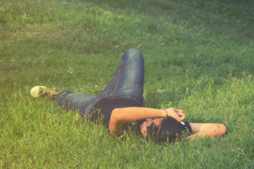 man napping in the park