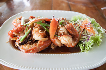 Thai food,  Deep Fried Shrimp with Tamarind Sauce