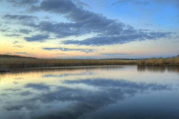 River landscape on a spring evening