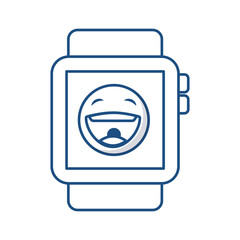 smart watch with cartoon face icon on screen over white background. vector illustration