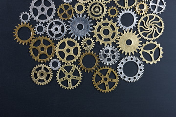 abstract background of metelic gear on black background