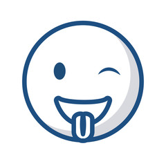 Fototapeta premium happy cartoon face icon over white background. vector illustration