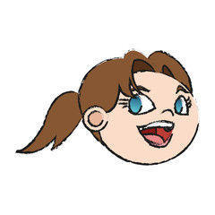 girl face cartoon icon over white background. colorful design. vector illustration
