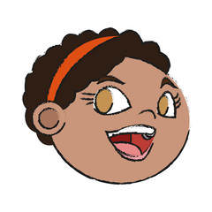 girl face cartoon icon over white background. colorful design. vector illustration