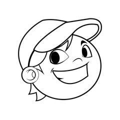 happy boy face cartoon icon over white background. vector illustration