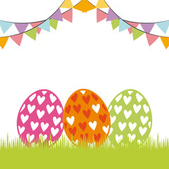 easter eggs icon over white background. colorful design. vector illustration