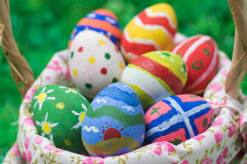 easter eggs in basket