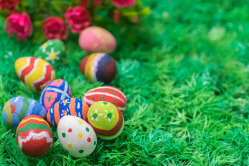 easter eggs in grass field