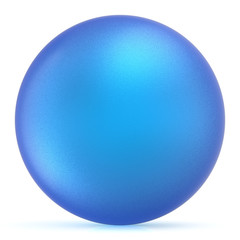 Sphere round button blue ball basic matted circle geometric shape solid figure simple minimalistic atom single object cyan blank balloon icon design element. 3D illustration isolated
