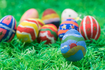 easter eggs in grass field