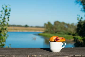 Morning croissant and a cup of coffee