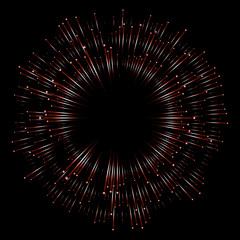 Obraz premium Neon speed lines, red gradient. Bright flash, effect power explosion. Festive illustration. Element of design. Vector