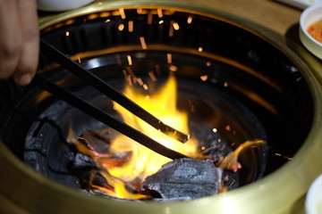 Making fire for meal