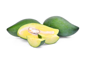 fresh green mango isolated on white background