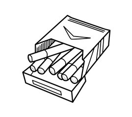 Pack of Cigarette Doodle, a hand drawn vector doodle illustration of an opened pack of cigarette.