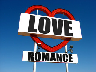 love and romance neon sigh with large heart