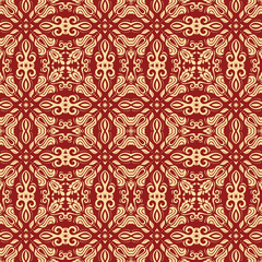 Seamless classic red and golden pattern. Traditional orient ornament