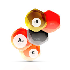 Shiny style modern geometrical hexagons web boxes