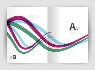 Business brochure flyer tempalate, wave and line abstract background