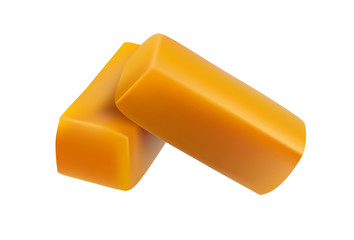 caramel candies on white