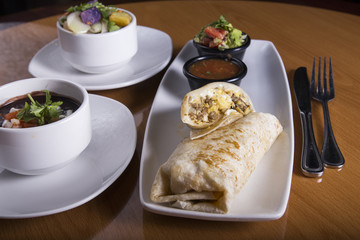 Breakfast burrito with eggs