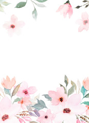 Watercolor floral template for wedding cards, invitations, Easter, birthday
