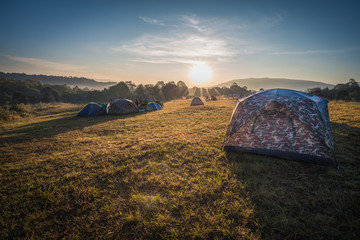 Obraz premium Morning view from camping area