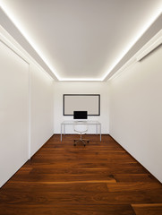 Fototapeta premium Modern office minimalist, white wall and parquet