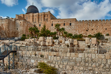 Jerusalem - 11 November, 2016: Old city wall, Jerusalem