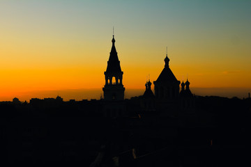 Naklejka premium Evening spent on the roof