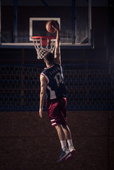 Obraz premium basketball player, one hand slam dunk