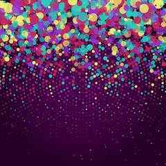 Vector background with colorful confetti. Abstract dotted retro texture