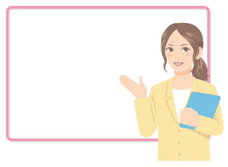 スーツの女性 ホワイトボード