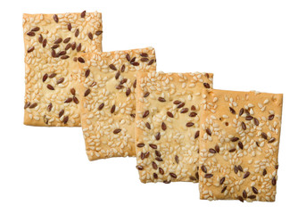 Dry cookies with  seeds isolated on white background 