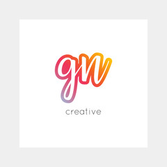 GN logo, vector. Useful as branding, app icon, alphabet combination, clip-art.