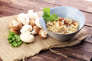 risotto with mushrooms, fresh herbs and parmesan cheese.