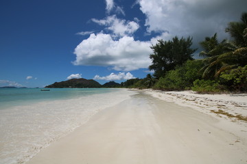 Cote D´Or Beach at Anse Volbert is situated in the north of Praslin Island, Seychelles, Indian Ocean, Africa