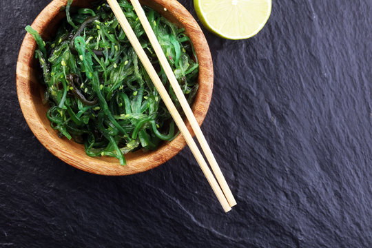 Hiyashi Wakame Chuka or seaweed salad, Japanese food