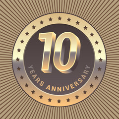 10 years anniversary vector icon, logo