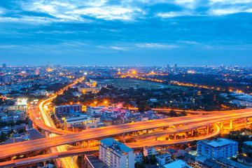 Bangkok expressway and highway top view, Thailand