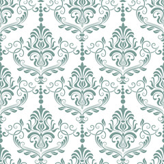 Vector damask seamless pattern background. Classical luxury old fashioned damask ornament, royal victorian seamless texture for wallpapers, textile, wrapping. Exquisite floral baroque template.