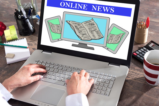 Online news concept on a laptop screen