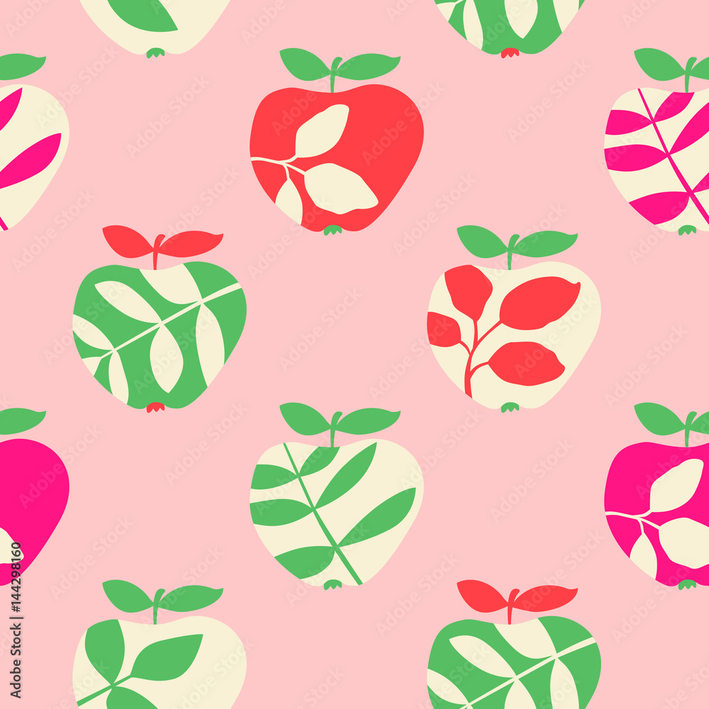 Poster seamless pattern with apples
