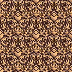 Vector damask seamless pattern background. Elegant luxury texture for wallpapers, backgrounds and page fill. 3D elements with shadows and highlights. Paper cut.