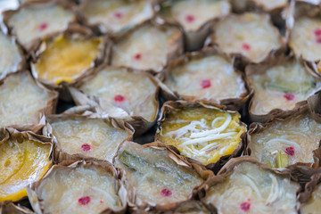 Chinese dessert - Nian Gao is a food prepared from glutinous rice and consumed in Chinese cuisine. 
nian gao kind of sweetmeat steamed in tray for Chinese new year.