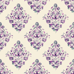 Vector damask seamless pattern background. Classical luxury old fashioned damask ornament, royal victorian seamless texture for wallpapers, textile, wrapping. Exquisite floral baroque template.