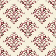 Vector damask seamless pattern background. Classical luxury old fashioned damask ornament, royal victorian seamless texture for wallpapers, textile, wrapping. Exquisite floral baroque template.