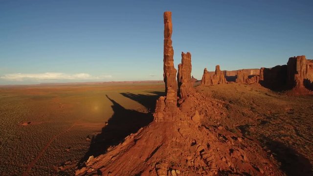 Monumen Valley Aerial Totem Pole 10 Sunset